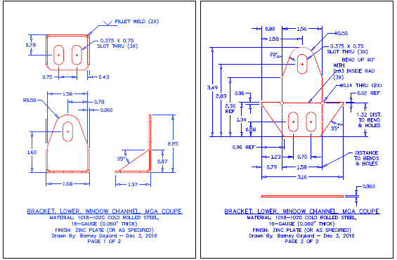 Coupe window guide bracket lower